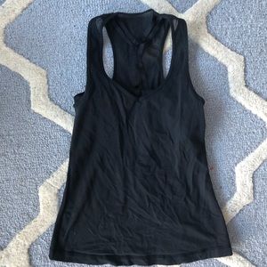 Lululemon Black tank, sheer mesh back, size 6